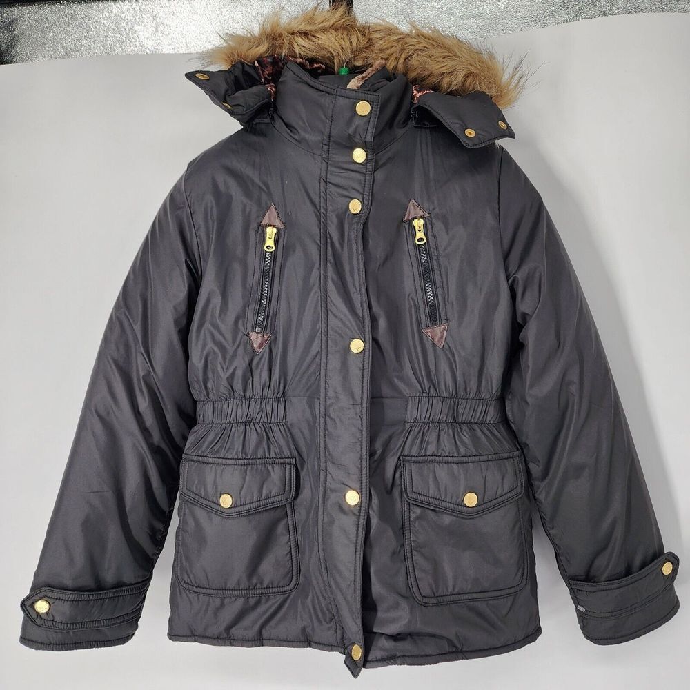 HAWKE & Co Women's Size 14 Black Jacket Removable Faux Fur‎ Liner and Hood NWOT